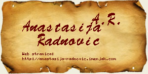 Anastasija Radnović vizit kartica